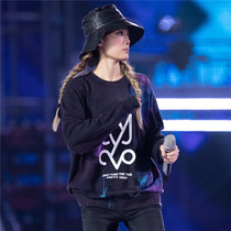 French maje Junzur with the same sweatshirt printed gradient hip-hop loose sleeve head round collar blouses female tide