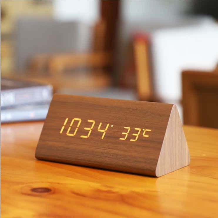 Timer Learns Self-disciplined Creative Japanese Wooden Alarm Clock Simply Retro-Silent Night Light Bedhead Multi-Function