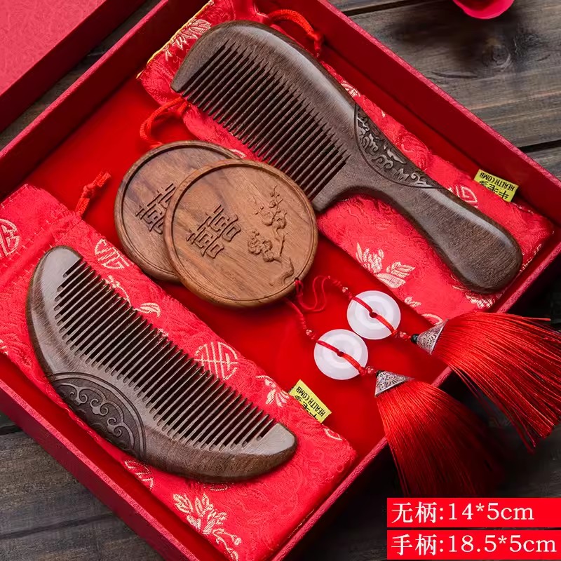 Wedding Comb Children A Pair Of Mirrors Suit Dowry to Combed Purple Sandalwood Comb Red Newlywed Wedding Comb Gift-Taobao