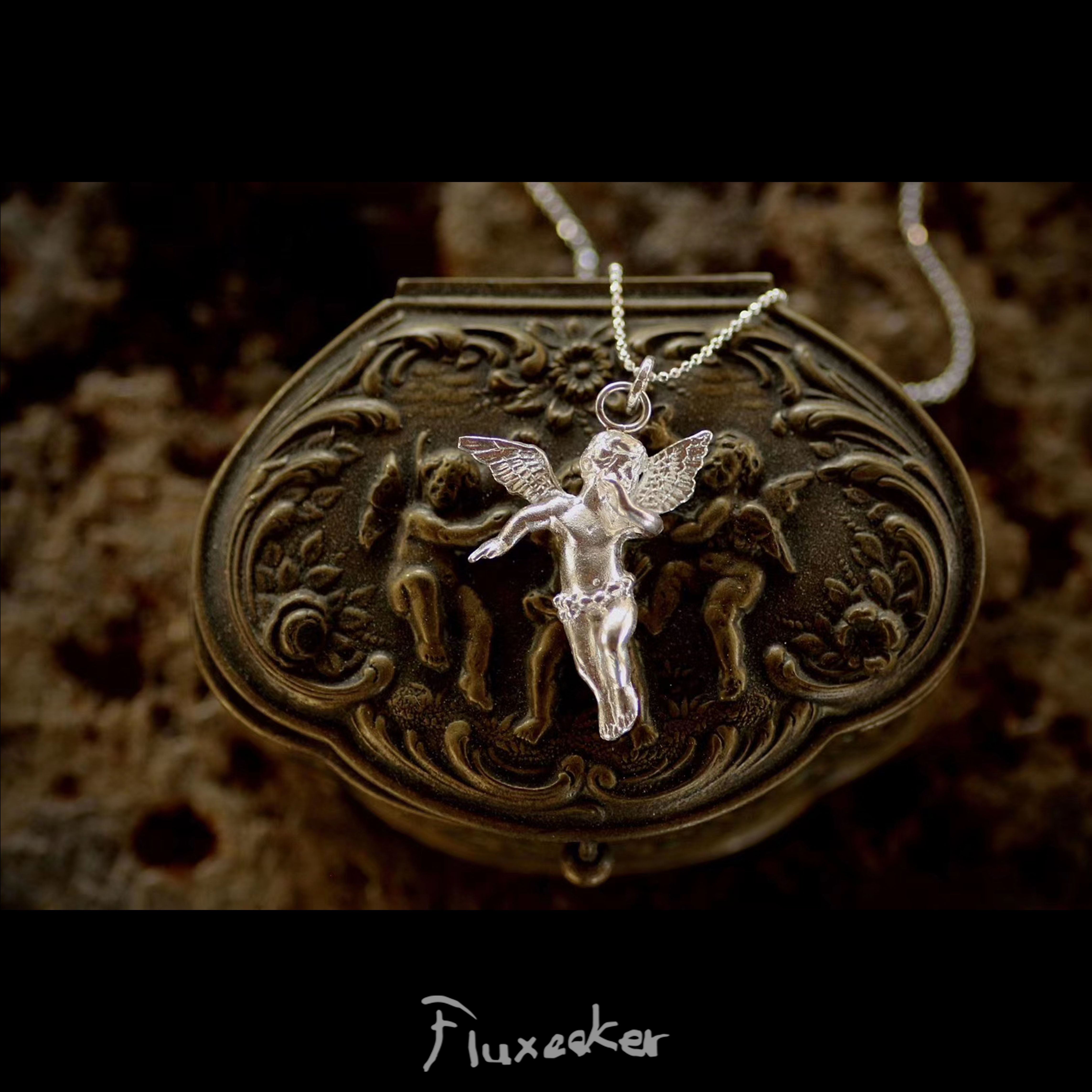 fluxeeker | Palace Metallurgical Pure Silver Angel Pendant Pure Silver For Old Effects