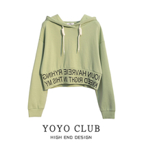 YOYO brand discount counter withdrawal cabinet womens clearance size fat MM slim printing Korean version age reduction hooded sweater