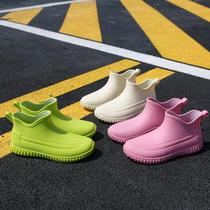Japanese college style fashion rain boots womens non-slip water shoes short rain boots low-top water boots car wash kitchen rubber shoes beautiful