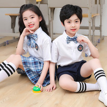Primary and secondary school uniforms Summer Inn Wind kindergarten Garden Costume Short Sleeve Suit Academy Wind childrens class Two sets