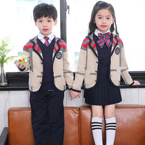 Primary and middle school students class clothes kindergarten garden clothes for spring and autumn sweater 4 pieces of college wind children suits Inn wind school uniforms