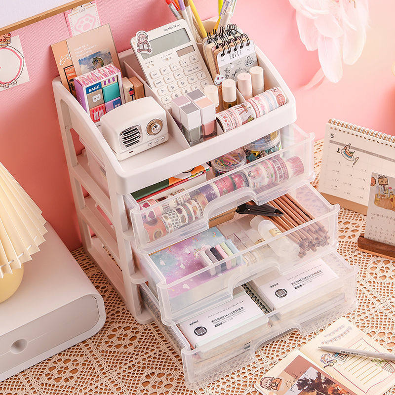 desktop drawer rack desktop ins artifact cosmetic storage transparent storage box student dorm