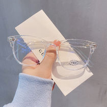 Transparent eye frames womens face myopia glasses radiation-resistant blue light protective eye frame Mens flat light display face small