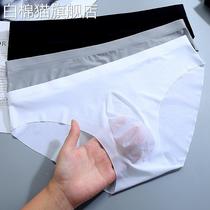 Ultra-thin underwear for boys ice silk ultra-transparent 3D seamless briefs mid-low waist one-piece sexy summer mens breathable