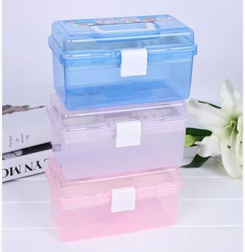 Small tool box cosmetic box box multi-functional storage box double-layer transparent pencil box art foot box