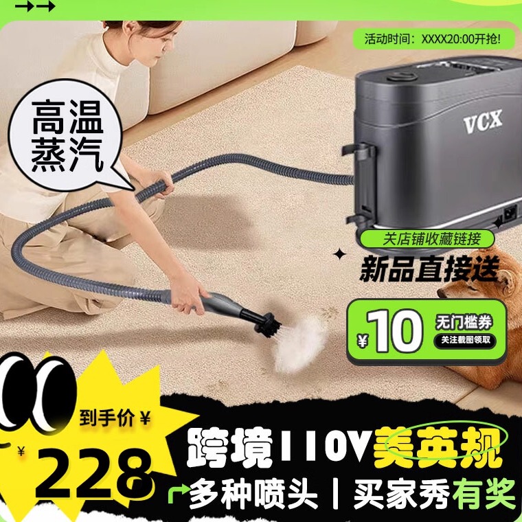 Cross-Border 110V Us/Eu/Uk Standard High-Temperature and High-Pressure Steam Cleaner for Air Conditioners, Range Hoods, Water Heaters, and Carpet Cleaning