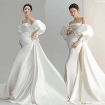 Long Maternity Dresses Women Photography White Pregnant Woma