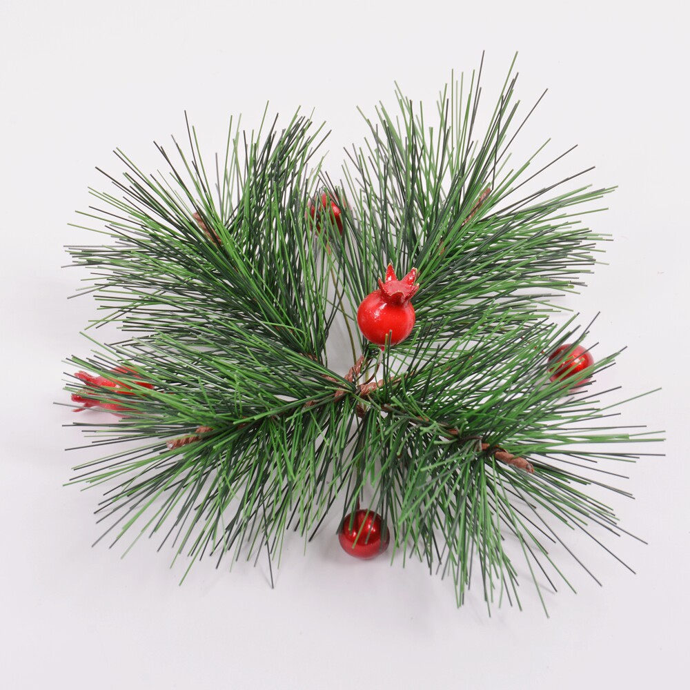 Simulation of green pine strips pine needles fake flowers Christmas decorations mini bonsai desktop decoration diy garland material