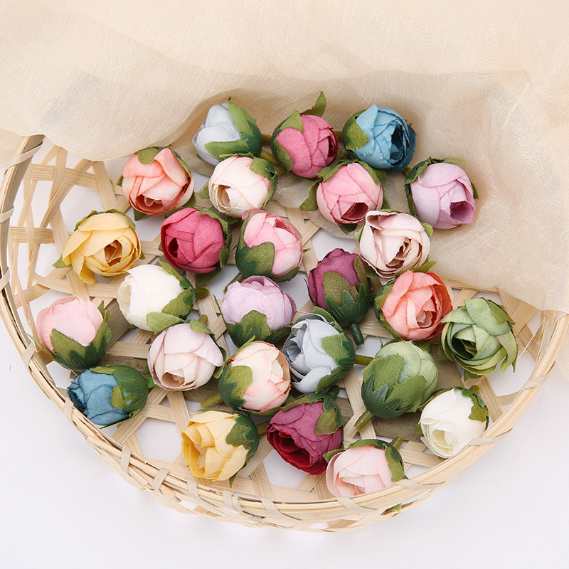 Simulation Sen series European-style small tea bag rose bud home decoration fake flower diy bride wrist flower garland material