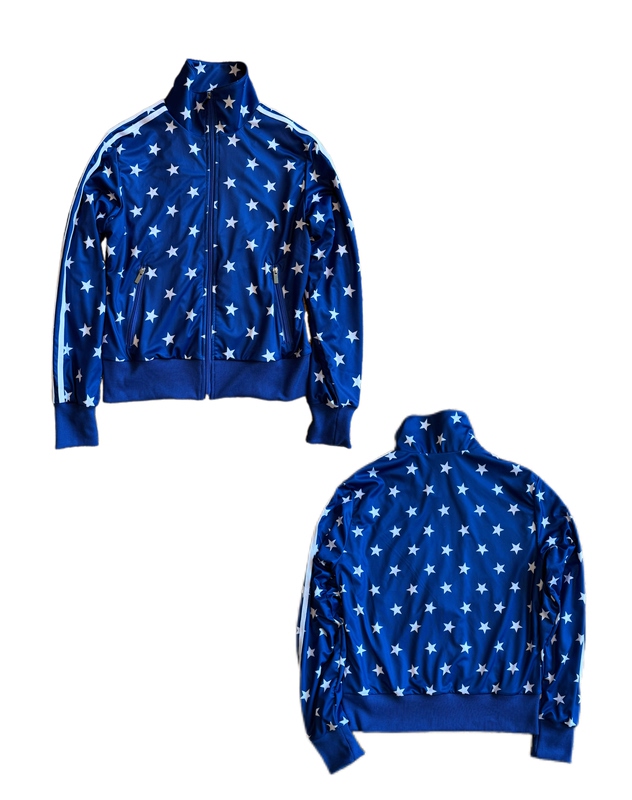Stainless Y2K Millennium Retro Star Print Stand-Up Collar Jacket, Golden Master Training Style, Vintage Skinny Coat