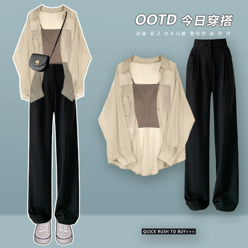 Комплект для отдыха, рубашка, костюм, штаны, изысканный стиль, эффект подтяжки, защита от солнца, 3 предмета