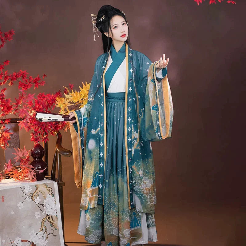 Hanfu женский Лююй подлинный оригинальный китайский стиль продвижение система пересечения талии юбки Wei Jinfeng супер фея повседневный костюм