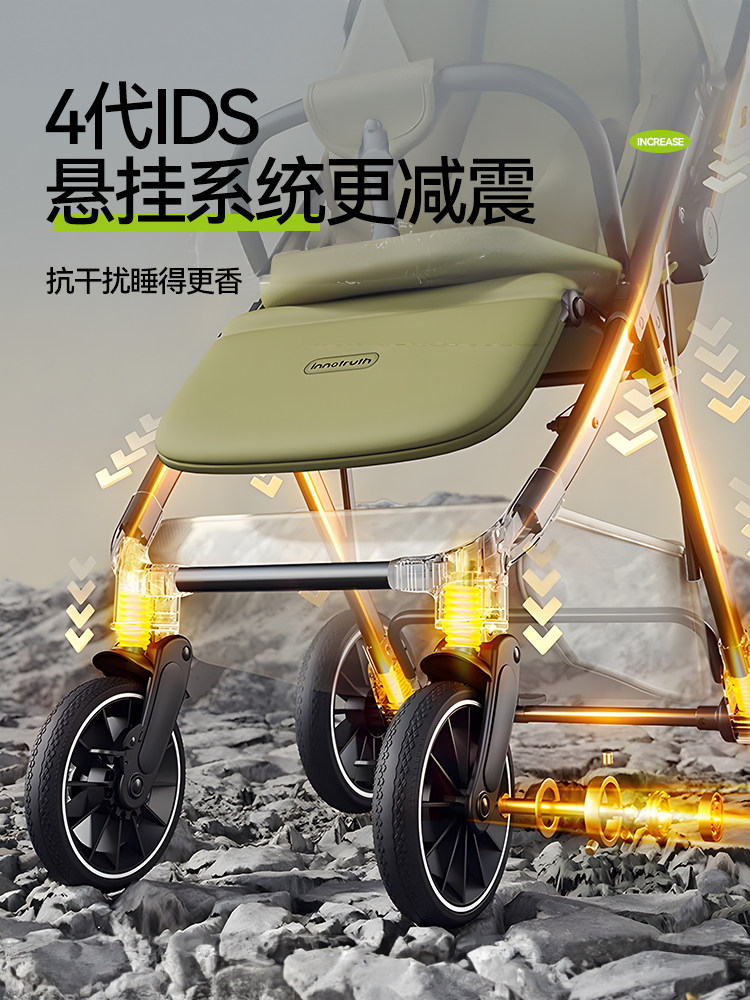 Baby Stroller with Pockets, Can Sit and Recline, Suitable for Ages 0 to 3, a Lightweight and Foldable Two-Way Stroller for Newborns and Infants