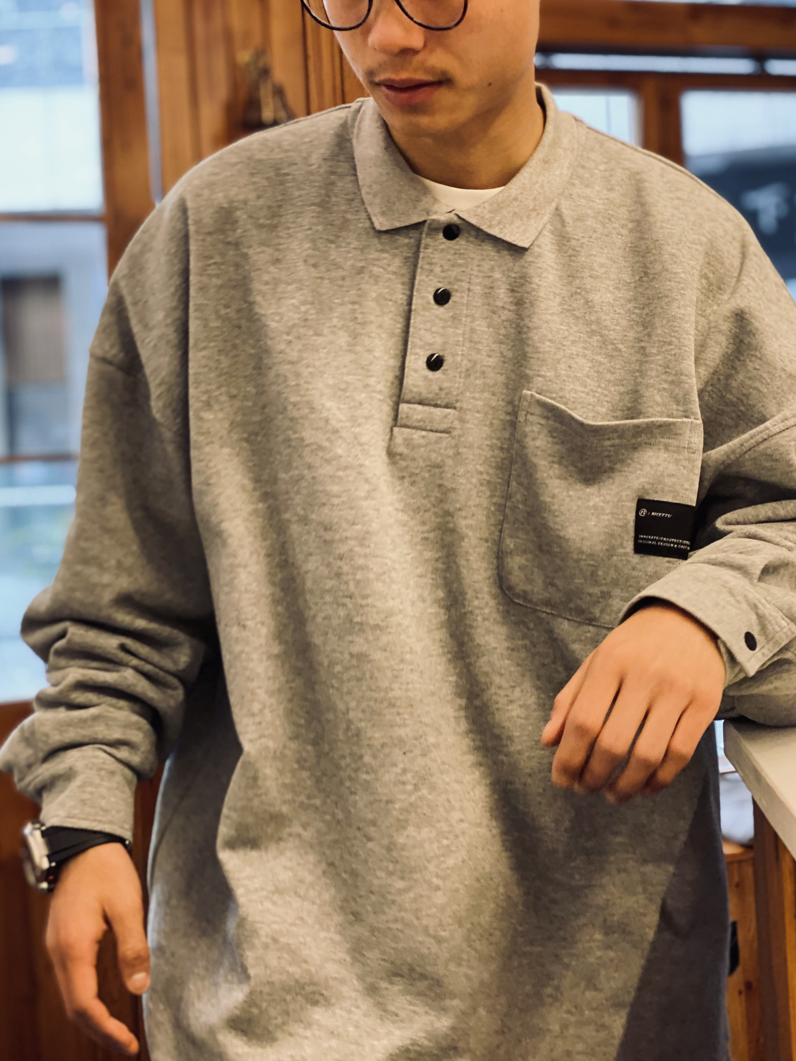 NICETTU 21FW Spring Days Department 340 gr Heavy Air Beads Cotton Cityboy Loose Base Polo Shirt