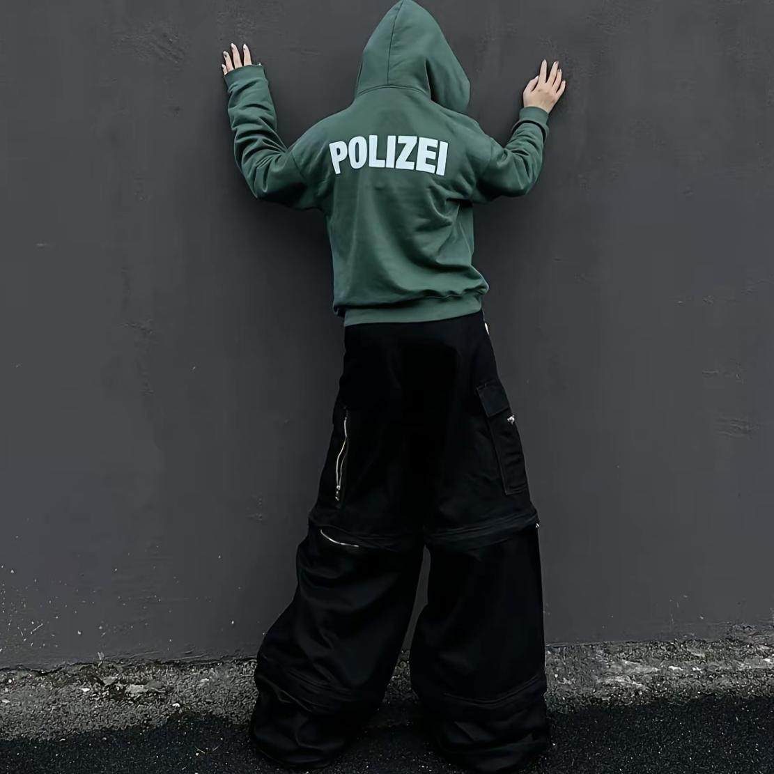 现货】VTM Green Polizei zip hoodie by Demna修身短款帽衫