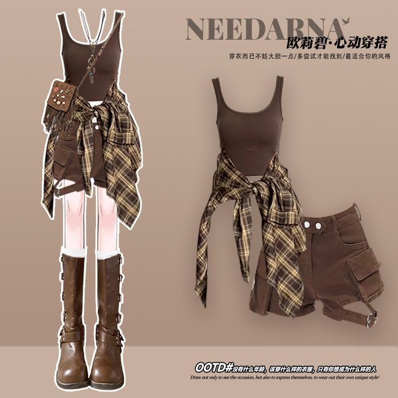 Xinjiang Travel Outfit: Trendy Shirt, 2026 Super Hot Summer Wear, Complete Set of Wasteland Style Western Cowboy Shorts Xinjiang Travel Outfit: Trendy Shirt, 2026 Super Hot Summer Wear, Complete Set of Wasteland Style Western Cowboy Shorts