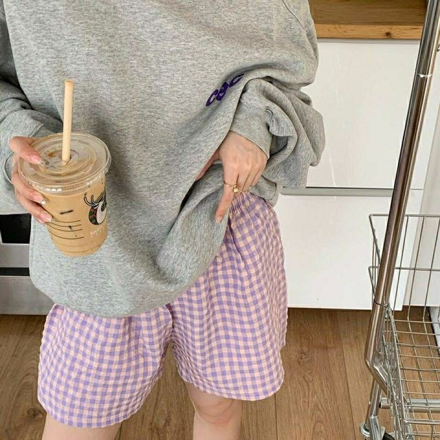 2023 Embrace Summer Home Sports Floral Casual Loose Slim Wide Leg Pants Plaid High Waist Shorts Pajama Pants Trend