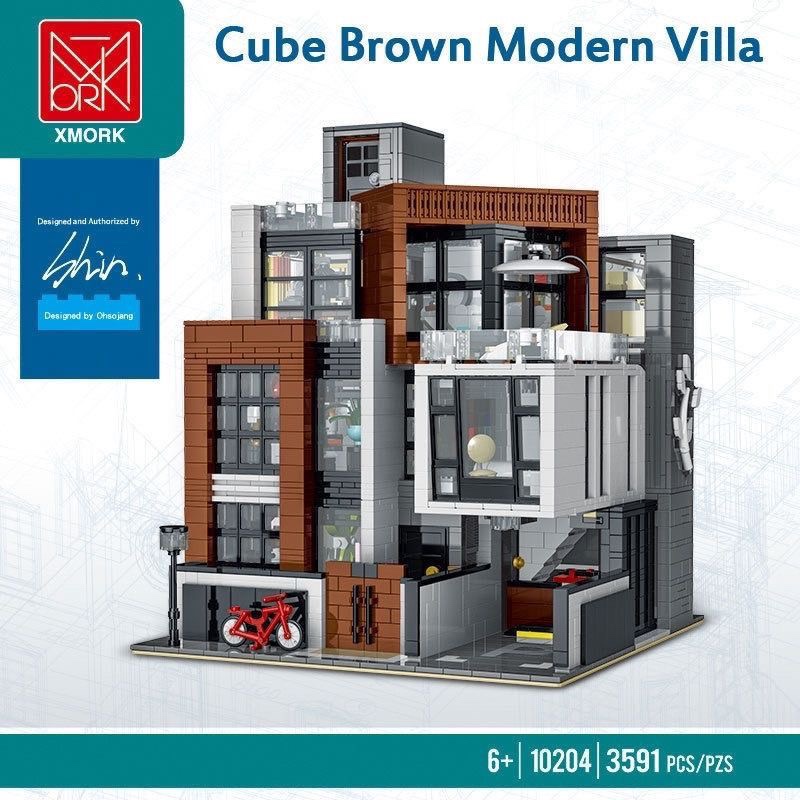 Modeler 10204 Modern Villa Art Museum Seafood Restaurant Building Street Scene Puzzle Assembly Model Building Blocks Toy