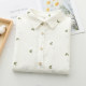 2024 spring new style double-layer cotton gauze long-sleeved shirt for women Korean style small fresh printed leaves pure cotton soft shirt