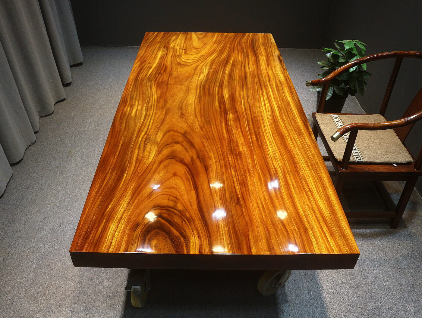 Okan solid wood tea table simple modern log large board home living room kung fu tea table tea table 200-90-8