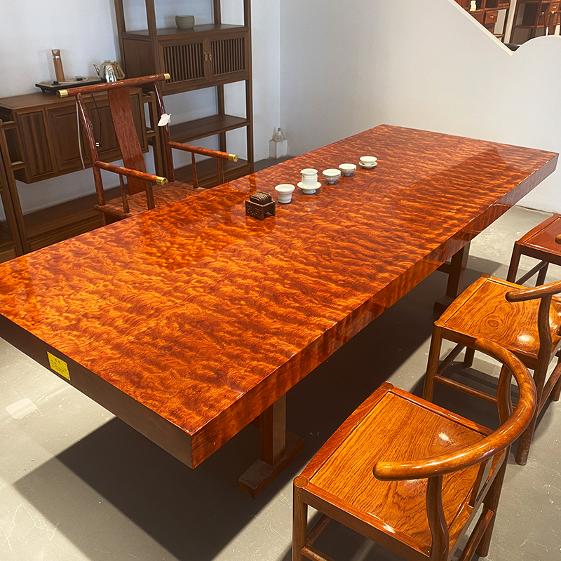Bahua solid wood large board tea table log mahogany furniture boss desk Brazilian rosewood Chinese tea table dining table
