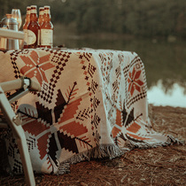 Outdoor camping blanket sofa blanket picnic mat blanket ethnic style tent carpet tea table blanket American light luxury Indian