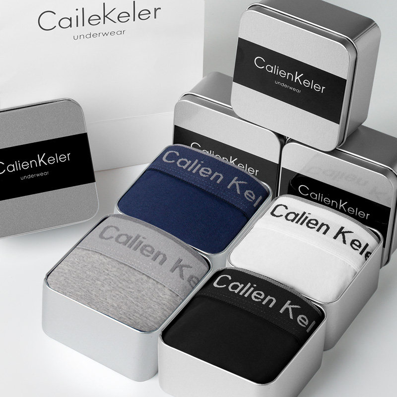 Men's red underwear pure cotton breathable boxer pants fashion gift box gift sexy sports boxer shorts head tide