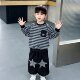 Boys' Spring Sports Suit 2026 New Stylish Striped Sweatshirt for Children, Cool Two-Piece Spring Outfit for Little Boys