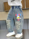 Ultraman Children's Jeans for Boys, Spring and Autumn Style Pants, 2025 New Trendy Straight-Leg Pants for Boys, Autumn Long Pants