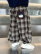 Boys' Fleece-Lined Pants 2025 New Winter Baby Harem Pants Children's Lantern Pants Plaid Autumn and Winter Clothing