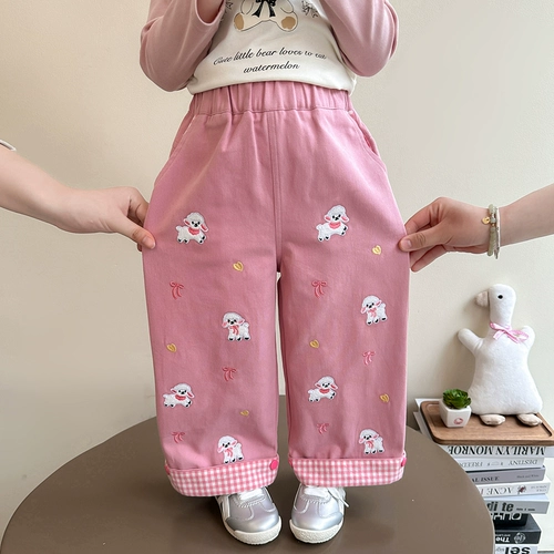 Осенние весенние детские штаны, в западном стиле, свободный прямой крой