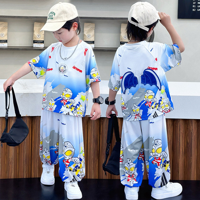 Ultraman Boys' Summer Thin Short-Sleeve Outfit 2026 New Children's Cool Quick-Dry Mosquito-Proof Pants Two-Piece Set Trendy
