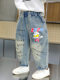 Ultraman Children's Jeans for Boys, Spring and Autumn Style Pants, 2025 New Trendy Straight-Leg Pants for Boys, Autumn Long Pants