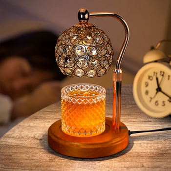 Crystal Aromatherapy Wax Melting Lamp, Adjustable Height, Timed Candle Melting Lamp, Bedroom Candle Melting Lamp, Ambient Table Lamp, Solid Wood Night Light