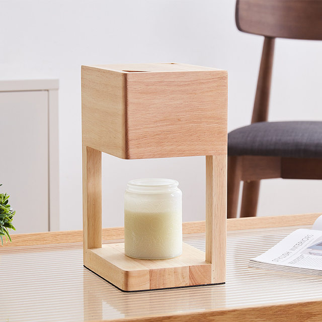 Japanese-Style Minimalist Aromatherapy Wax Melting Lamp, Candle Melting Lamp, ins Original Solid Wood Nordic Timed Flameless Candle Lamp, Bedroom Table Lamp