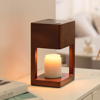 Nordic Solid Wood Aromatherapy Wax Melting Lamp, Dimmable Timer Candle Melting Lamp, Japanese-Style Natural Wood Fragrance Candle Melting Lamp, Small Night Light