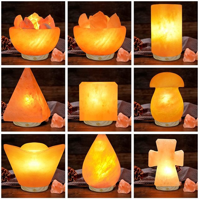 Rechargeable Salt Lamp, Himalayan Natural Crystal, Feng Shui, Wealth-Attracting, Purifying Table Lamp, Pigeon Blood Red, Everlasting Night Light