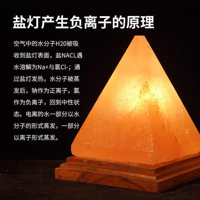 Pyramid Salt Lamp Himalayan Natural Rock Night Light Decorative Ornament Feng Shui Lamp Everlasting Light Table Lamp Wealth-Attracting Lamp
