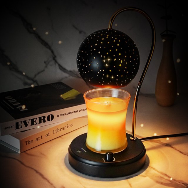 Romantic Starry Sky Aromatherapy Wax Melting Lamp, Timed Candle Lamp, Black Retro Bedroom Table Lamp, Candle Melting Lamp, Atmosphere Night Light