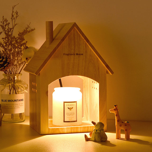 Japanese-Style Minimalist Aromatherapy Wax Melting Lamp, Candle Melting Lamp, ins Original Solid Wood Nordic Timed Flameless Candle Lamp, Bedroom Table Lamp
