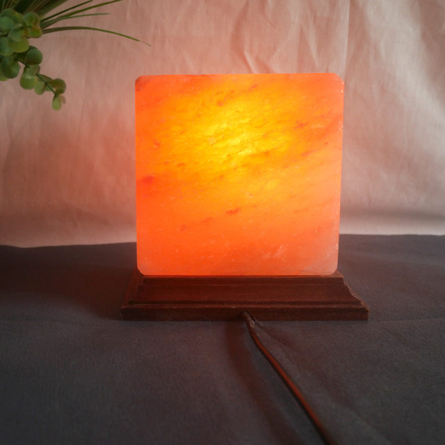 Square Salt Lamp Himalayan Natural Crystal Table Lamp Bathroom Feng Shui Fortune Everlasting Lamp Bedroom Night Light