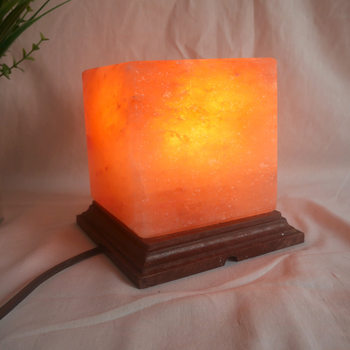 Square Salt Lamp Himalayan Natural Crystal Table Lamp Bathroom Feng Shui Fortune Everlasting Lamp Bedroom Night Light