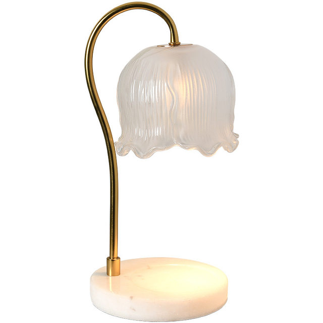 Lily of the Valley Scented Wax Melting Lamp, Timed Marble Melting Candle Lamp, ins Flowers Bedside Flameless Sleep Aid Candle Table Lamp Night Light