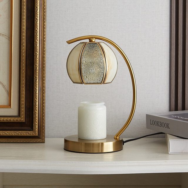 European-Style Retro Aromatherapy Lamp, Wax Melting Lamp, Timed Fragrance Glass Table Lamp, Candle Lamp, Warm Candle Lamp, Wax Melting Atmosphere Night Light
