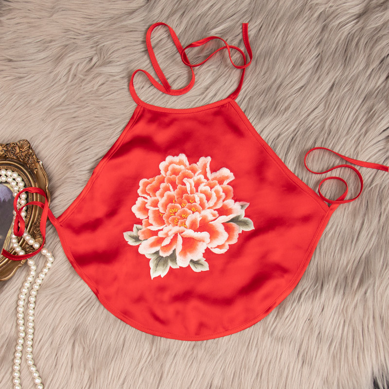 Young child belly embroidered baby navel belly navel belly around summer baby silk girl suit children's hanging
