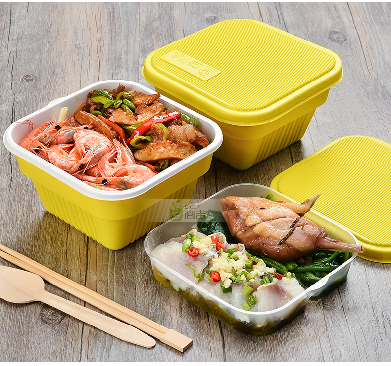 Shangji màu sắc bao bì sáng tạo hộp thức ăn nhanh dùng một lần hộp ăn trưa đôi hộp đựng thức ăn nhẹ bằng nhựa - Hộp cơm điện sưởi ấm hộp cơm điện bear dfh-b20j1	