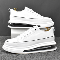Hong Kong Genuine Leather Air Cushion Small White Shoes Mens Thick Bottoms Casual Sports White Board Shoes Men 100 Heightened Leather Shoes Man
